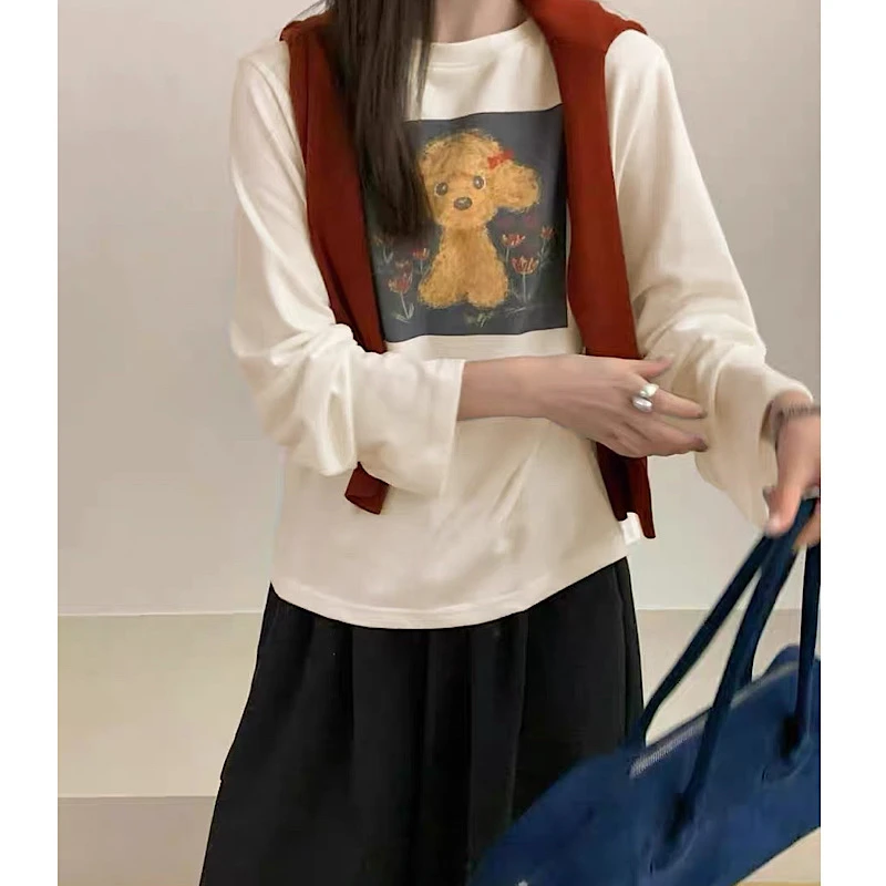 婷～长袖动物印花常规T恤