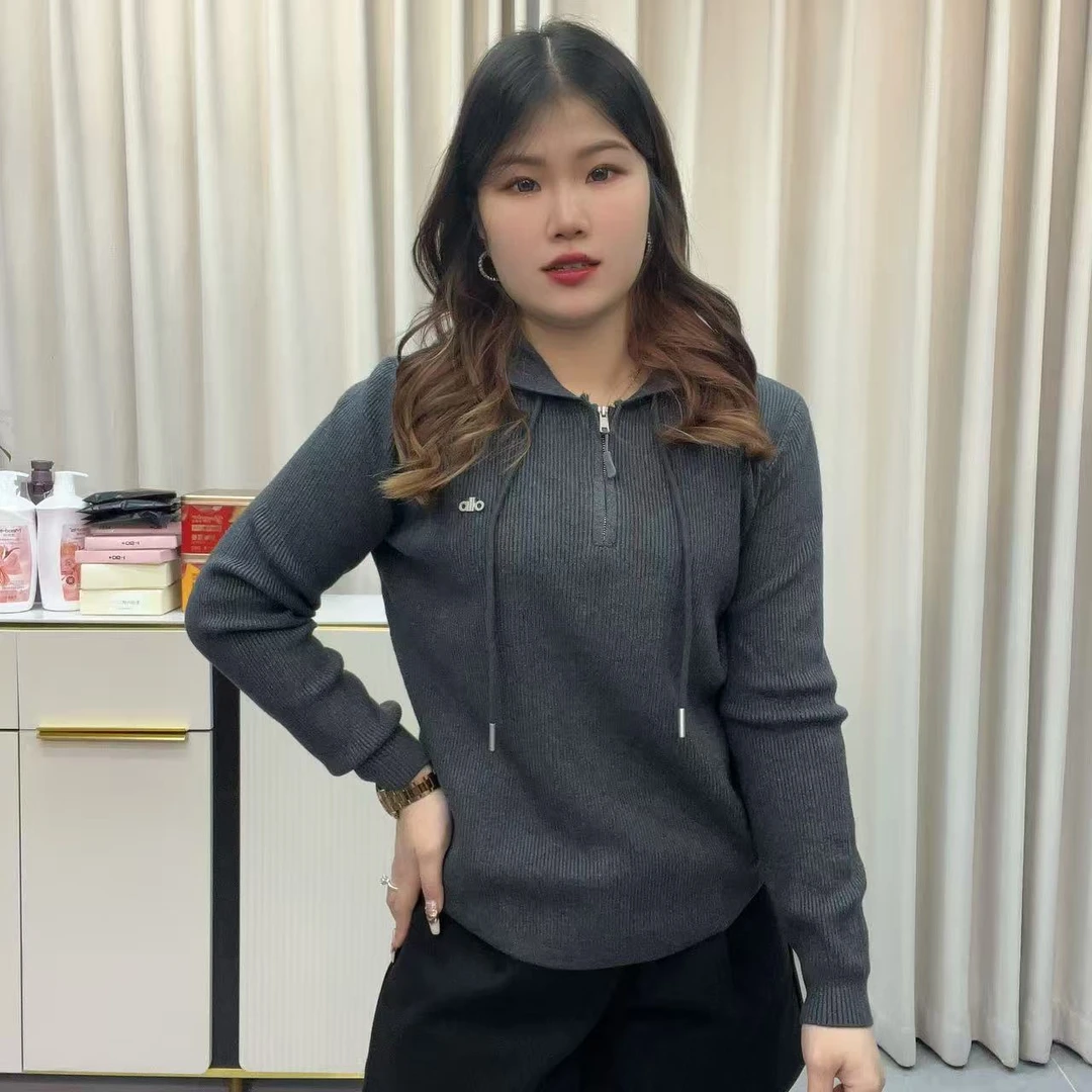 小鑫肝@秋款连帽抽绳字母刺绣减龄纯色时尚百搭毛衣 1855