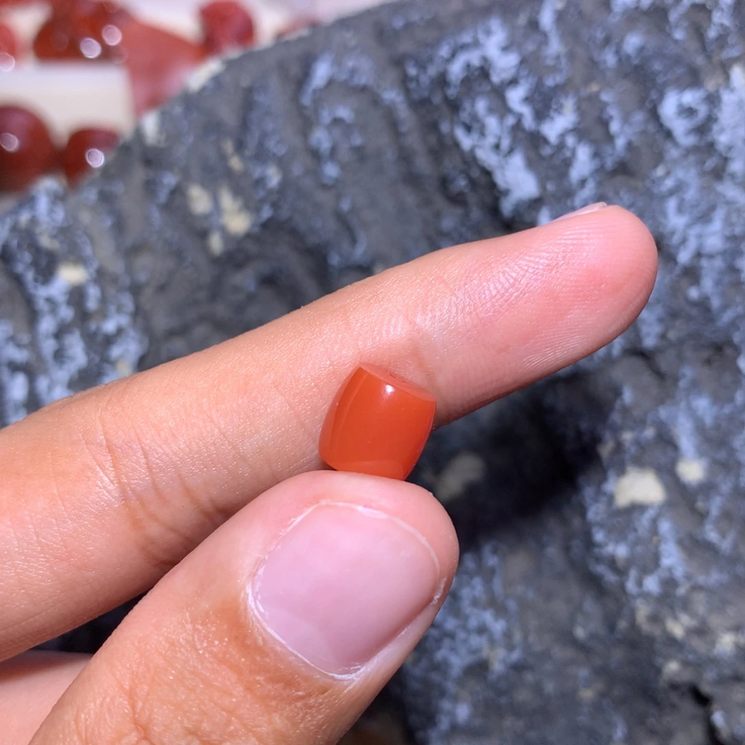 哦***耶南红玛瑙未镶嵌柿子直切8×7微沙纹