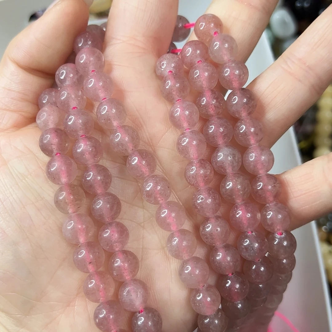 玛瑙/玉髓合金珠宝半成品，卡8草莓晶一条