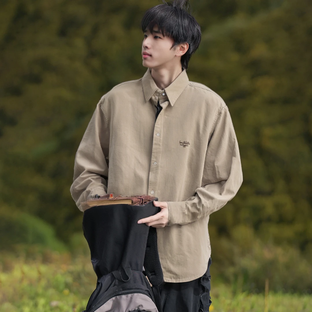 【ESS潮牌】字母绣花衬衫 春季新款长袖衬衣 宽松翻领 FZ5103001