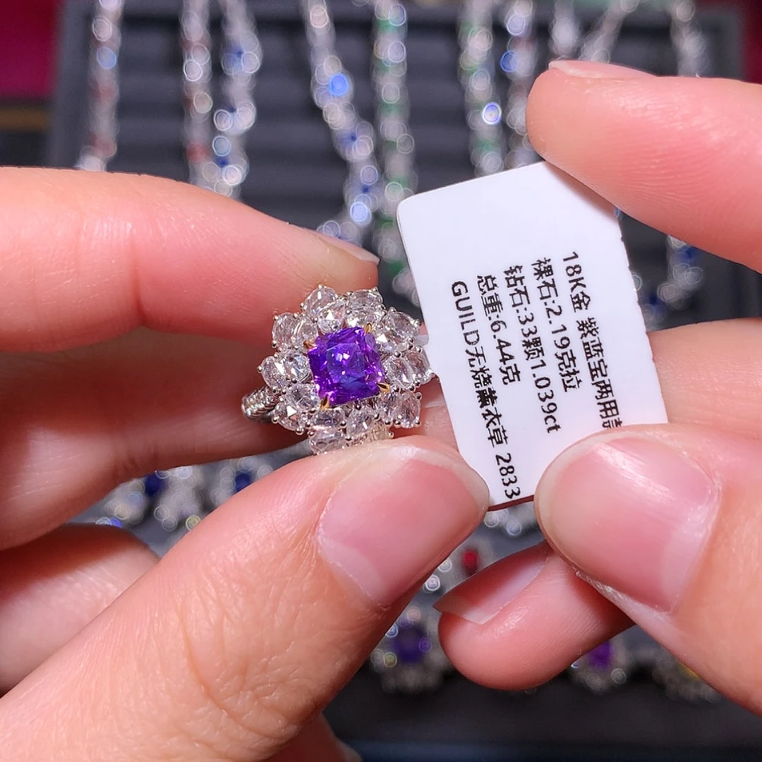 【闪购商品】彩色蓝宝石戒指18K金镶嵌