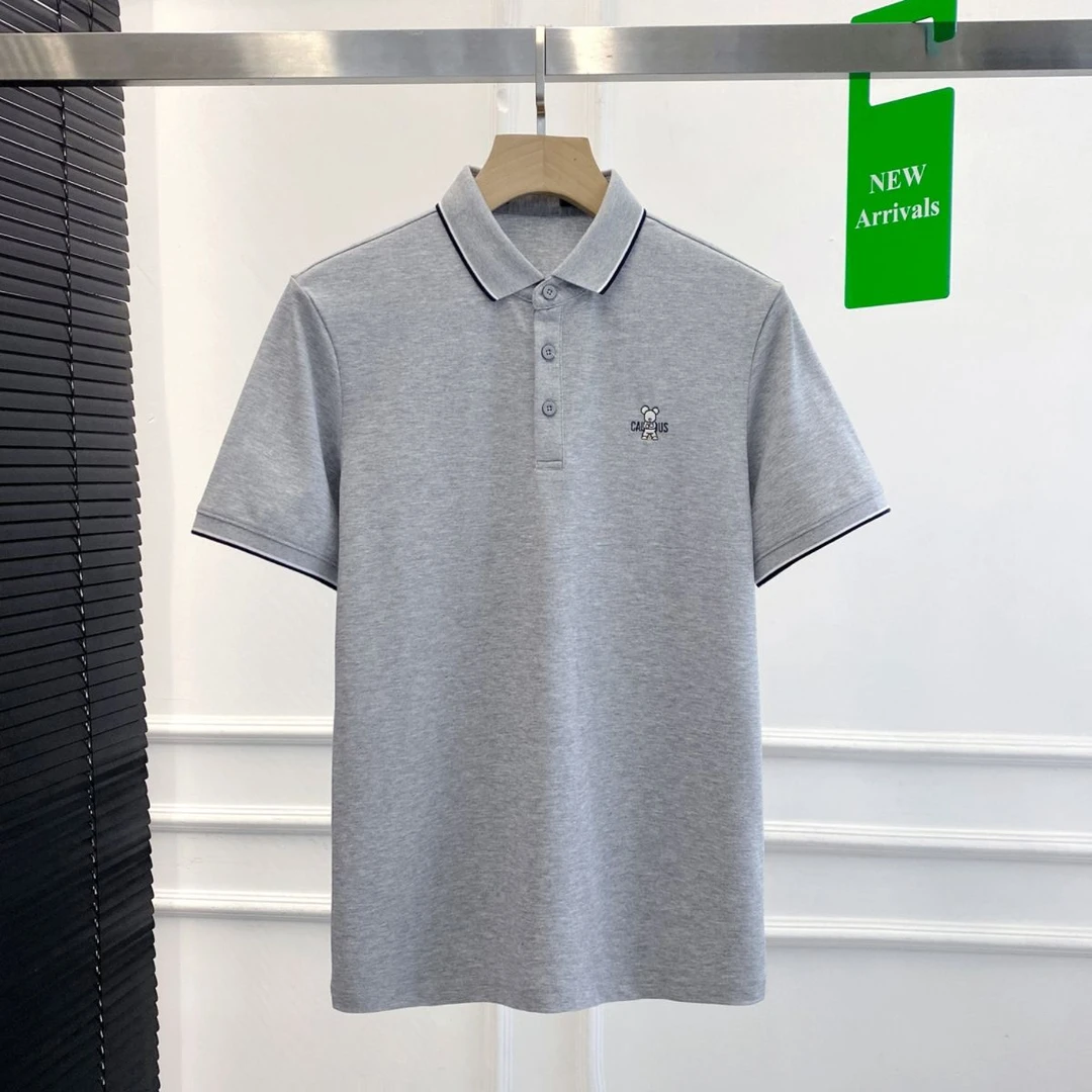 冰爽棉!精致小熊刺绣!品牌剪标短袖T恤男夏季浅灰透气时尚polo衫