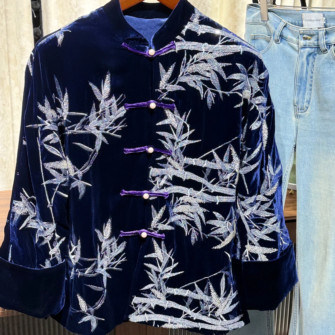 花汀堂·高端私人订制真丝丝绒刺绣钉珠外套·可定其他款