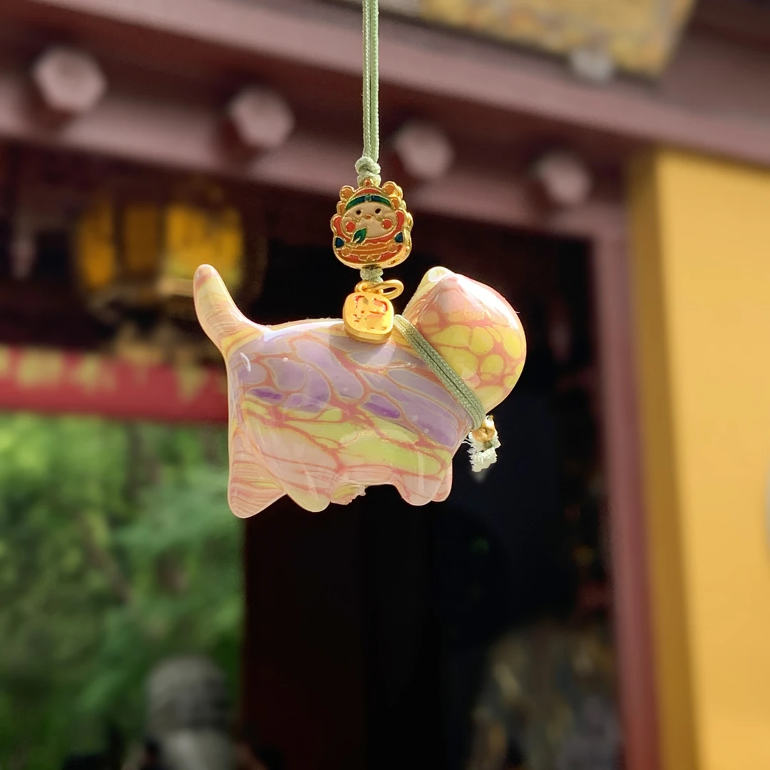 【多彩才才猫&手机挂件】景区新款大漆多彩可爱猫咪手机钥匙挂