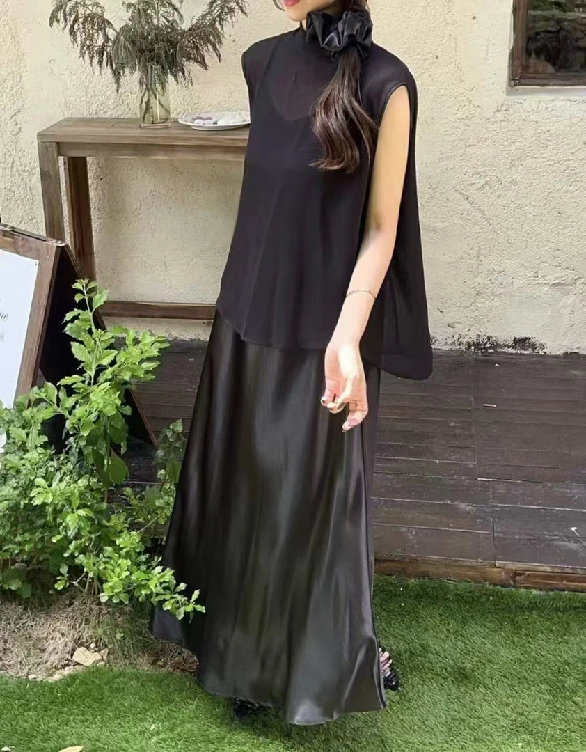 大吗时尚气质上衣吊带连衣裙两件套9591