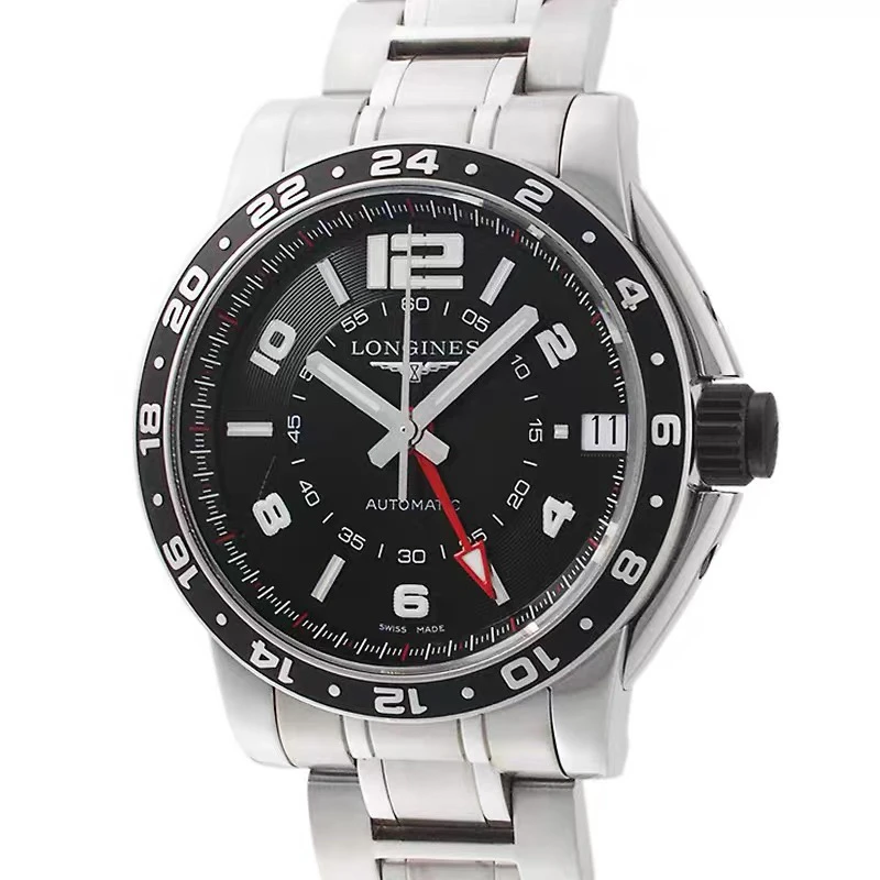 99新 Longines/浪琴 大颂名品/海军上将/表径42/黑钢双时区/男士