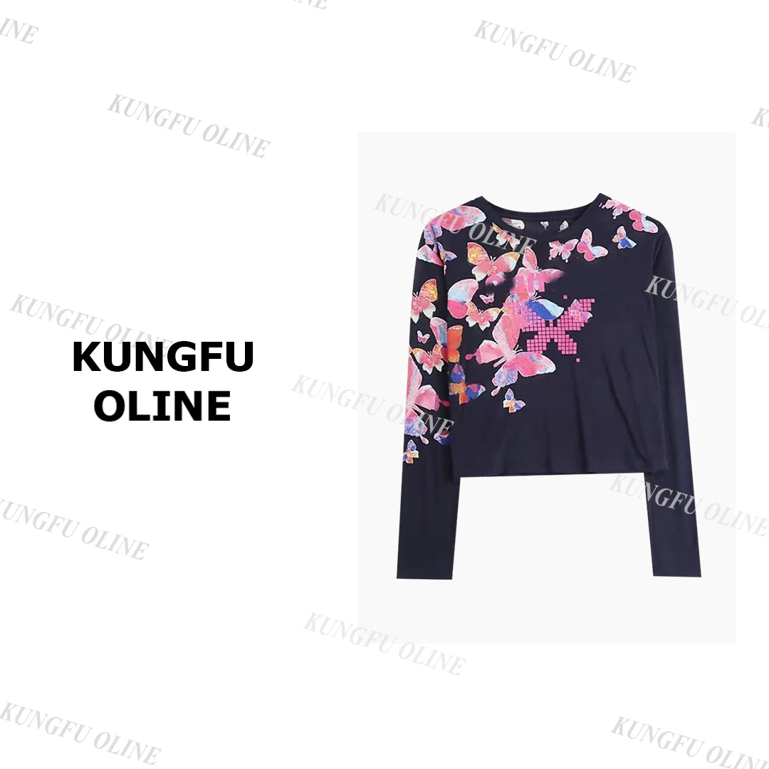 【子子】CT9697夏季薄款长袖t恤2025印花休闲打底衫