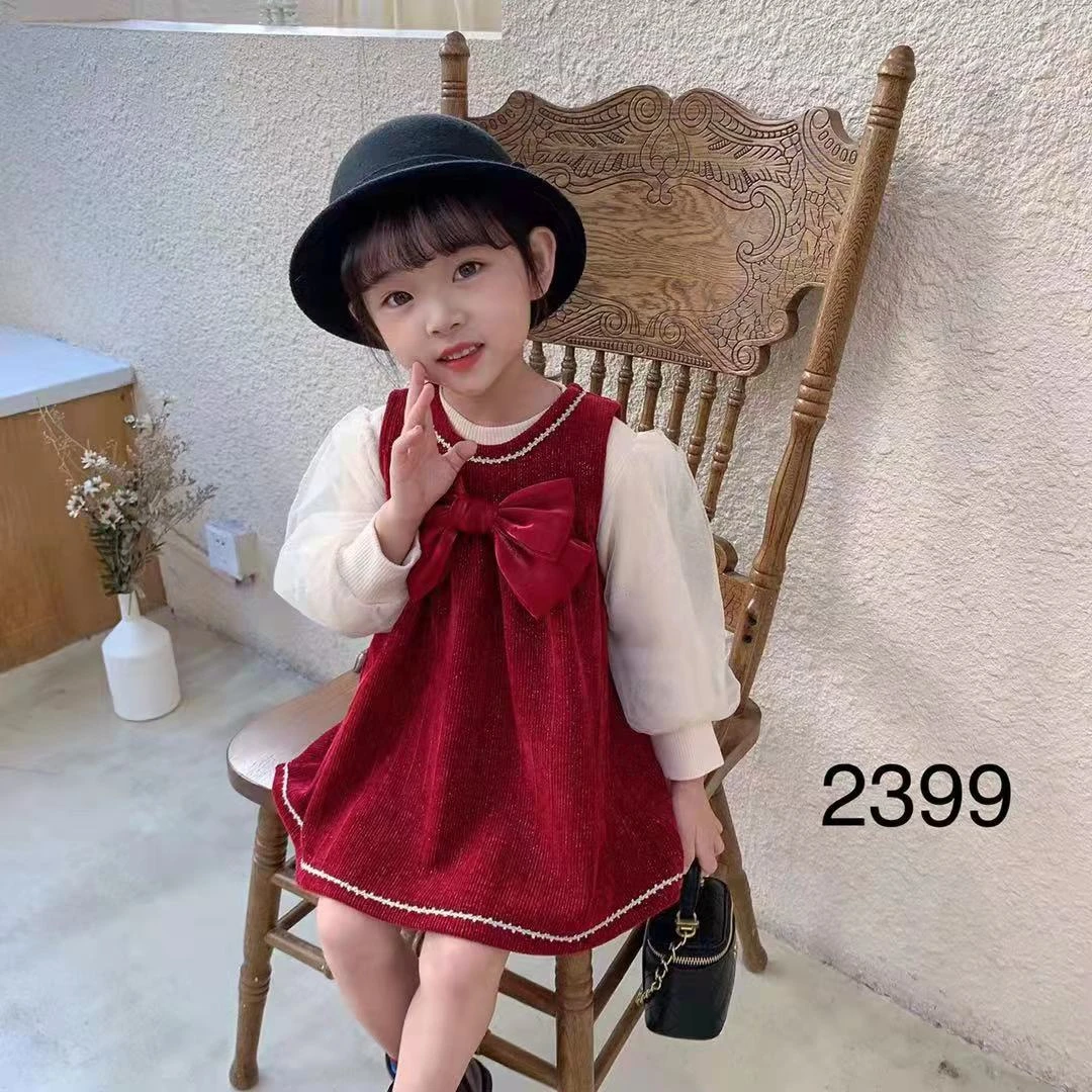 女童冬季套装集合红色裙子加绒加厚女宝婴儿儿童韩版洋气