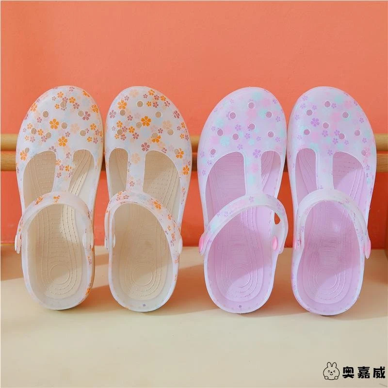 2025新款女款夏季外穿包头半拖软底沙滩两穿洞洞鞋供孕妇护士用