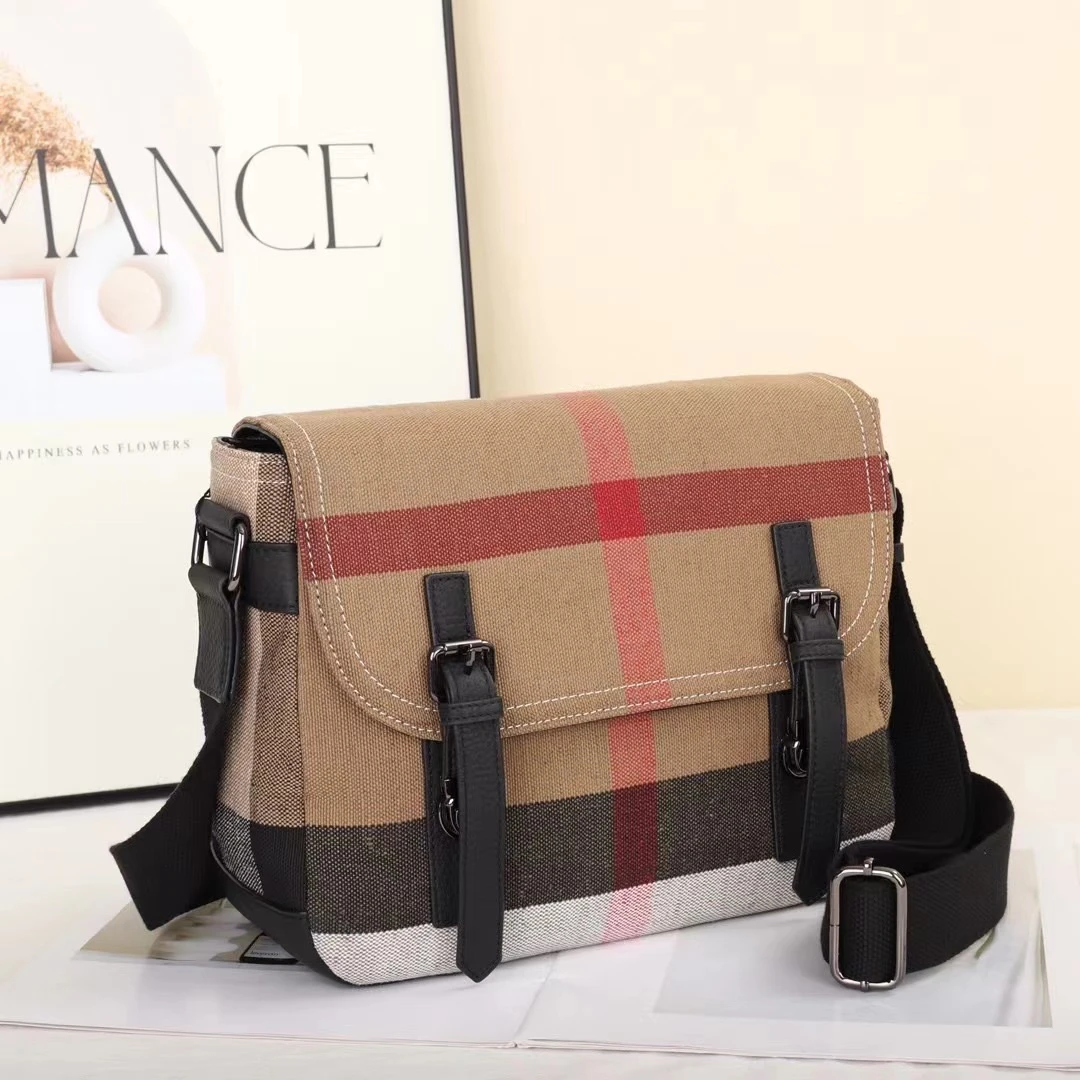 中性男女能背简单大方可以单肩斜挎格子轻奢头层牛皮