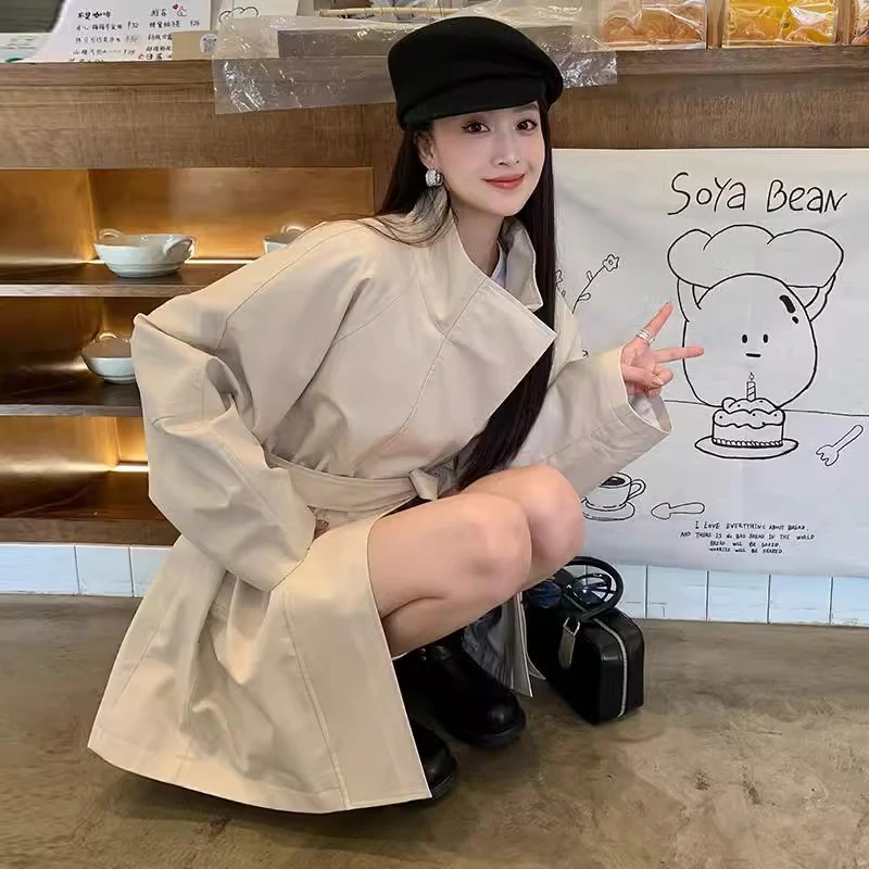 立领短款风衣外套女小个子2025早春新款英伦风高级感春秋气质大衣