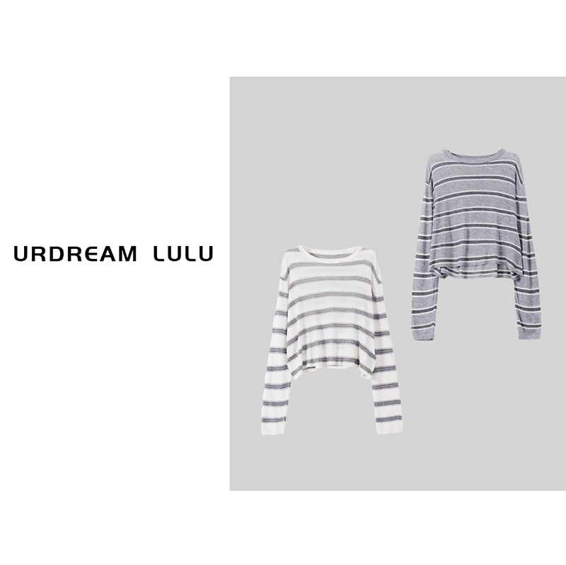 [经纬线] 春夏条纹圆领防晒罩衫透气百搭显瘦长袖T恤女-PA455