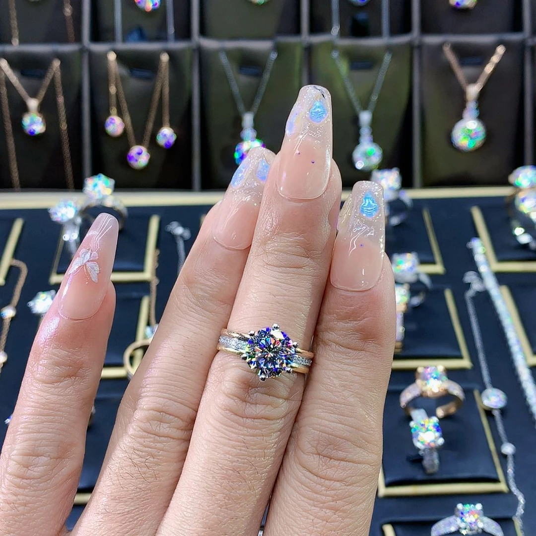 合成碳硅石（莫桑石）吊坠(不含链)18K金镶嵌❤️