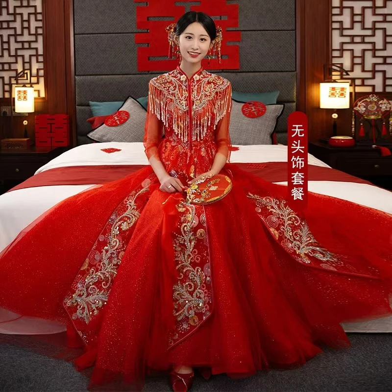 秀禾服2025年新款浣纱公主显瘦高级出阁服夏季中式婚纱礼服婚服