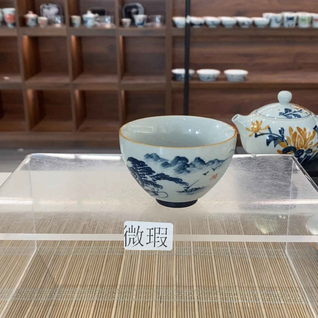 微瑕釉下彩纯手绘手工绘制
