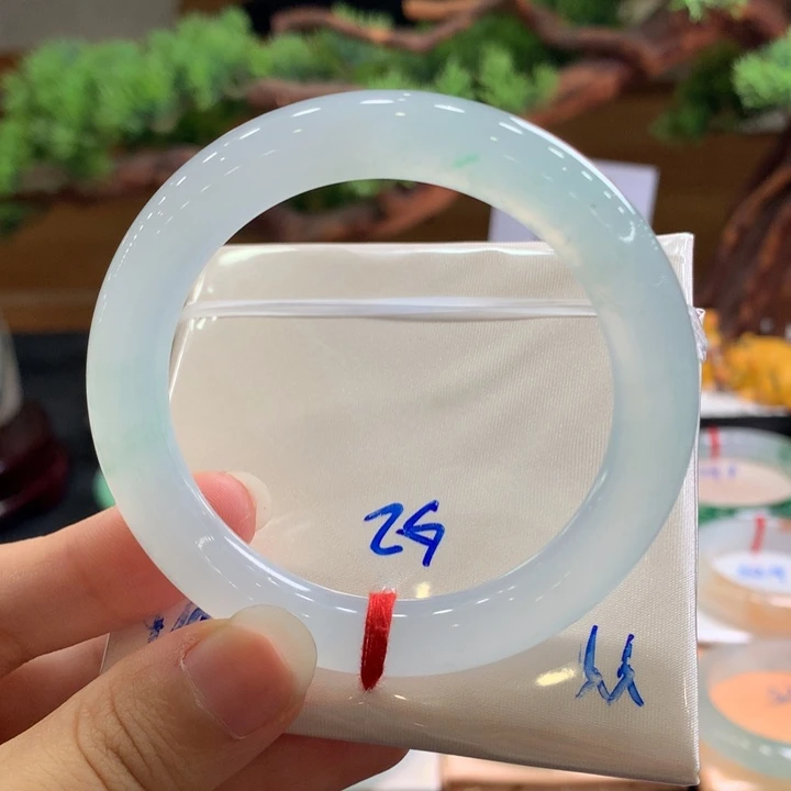 翡翠手镯未镶嵌32号强推冰胶天青冻小六品质