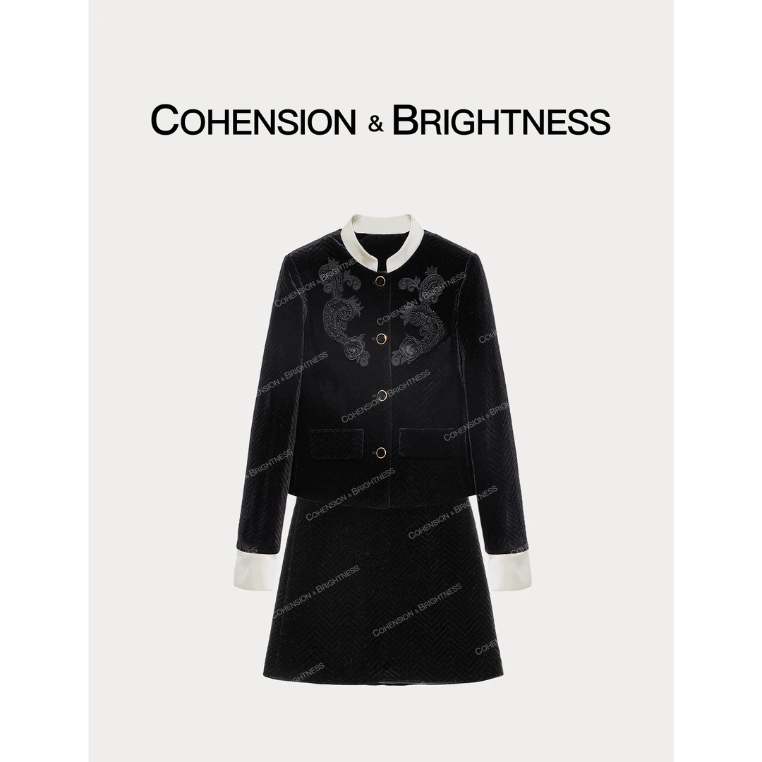 凝慧真的好【清冷缪斯】轻奢宫廷风钉珠丝绒百搭套装TQ129