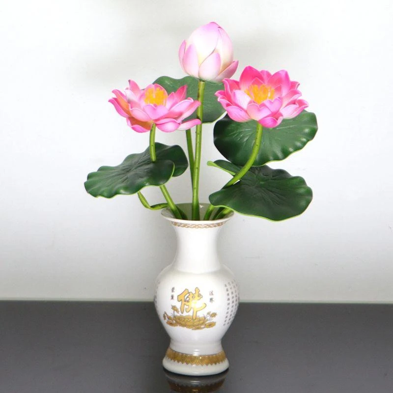 仿真荷花藕花佛前莲花佛堂假花供佛供俸花塑料塑胶佛前用品仿真花