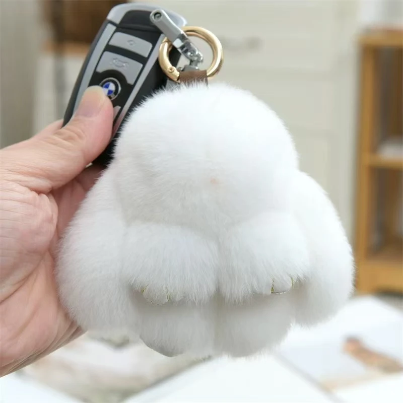 真兔毛迷你装死小兔子挂件包包挂饰车钥匙扣