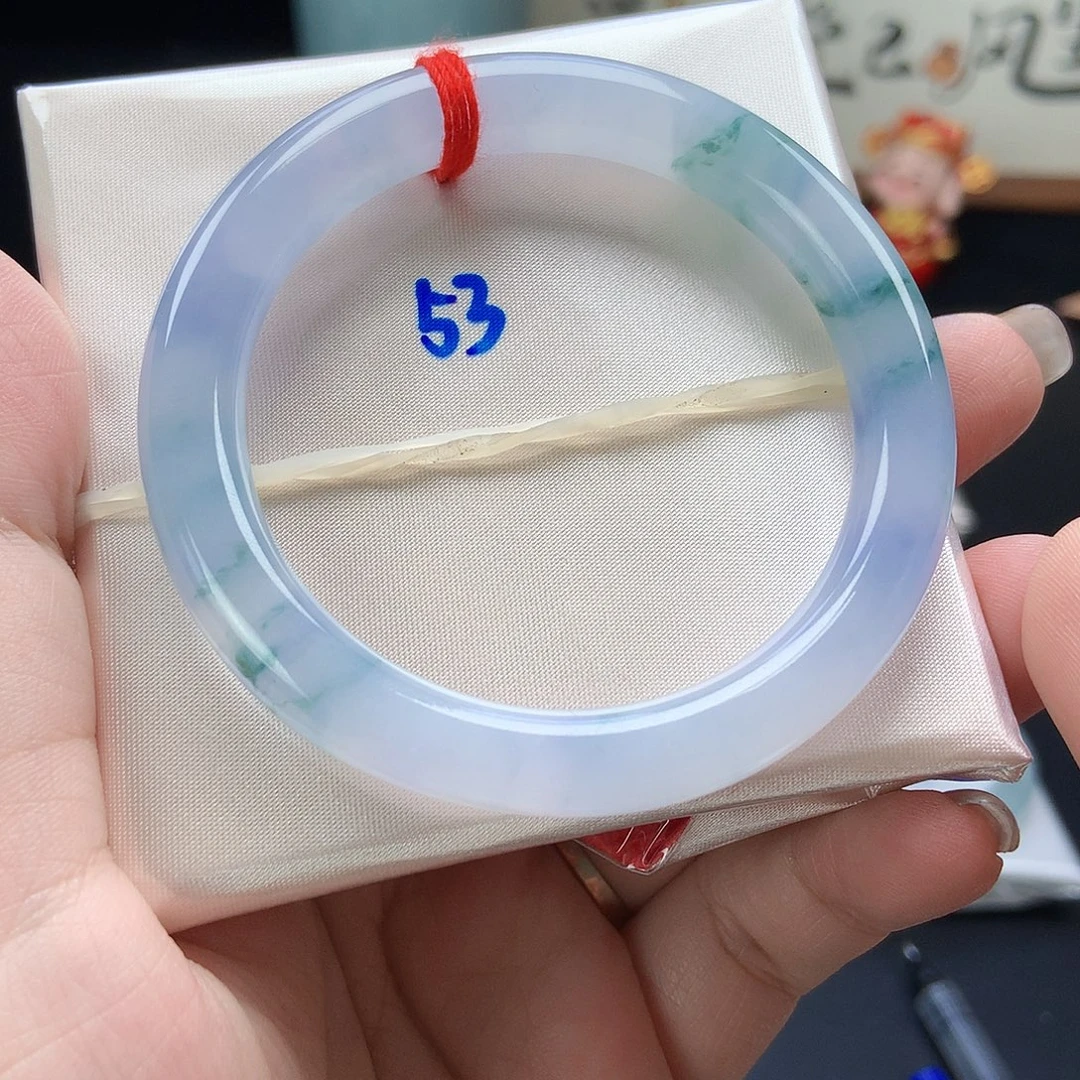 翡翠未镶嵌手镯113号莫奈花园