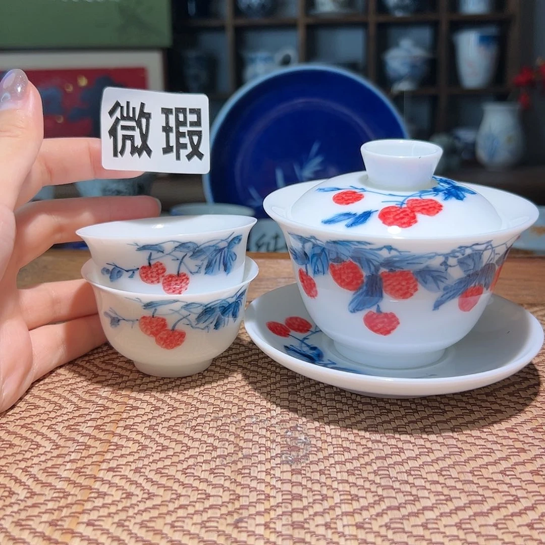 【闪购商品】微瑕 手绘 盖碗