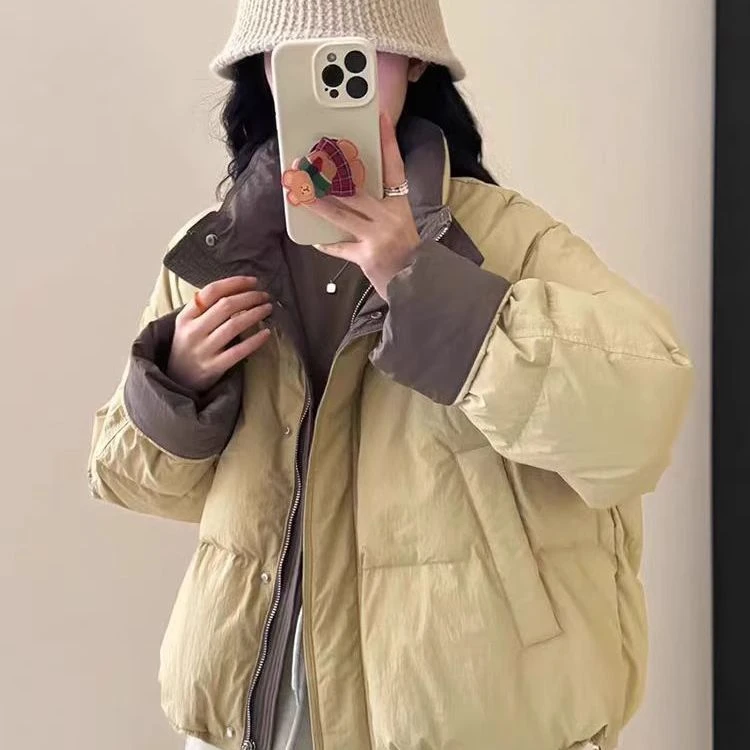 立领棉服女冬季2025年新款韩版宽松小个子棉衣面包服短款棉袄外套