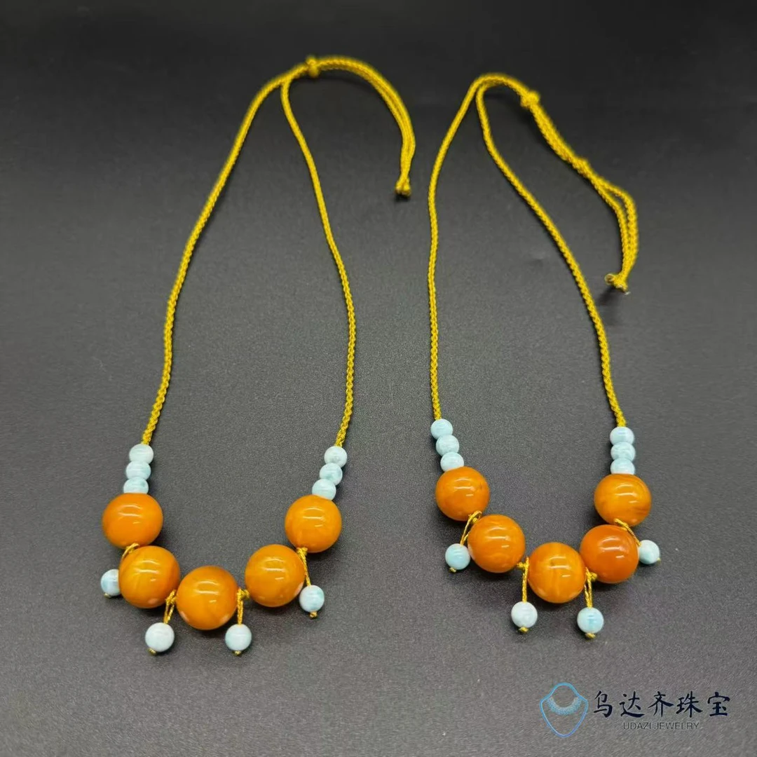【乌达齐珠宝】微笑链-14mm+老花蜡五福临门锁骨绳@多样性发其一件