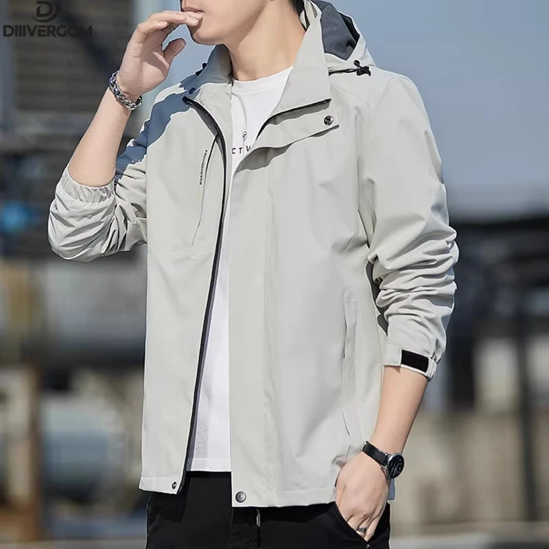 DIIIVERGOM秋季防风防水可脱卸帽直下摆夹克韩版宽松春季冲锋衣