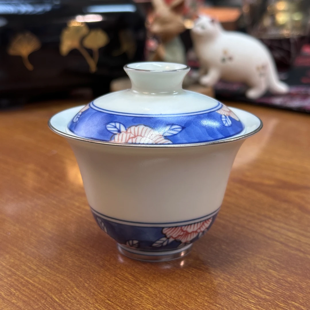 【雨溪山房】福利描银洛阳花盖碗YX125