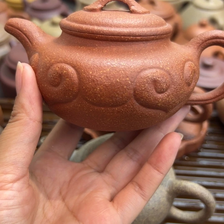 留***哥紫砂茶壶仿古如意红降坡