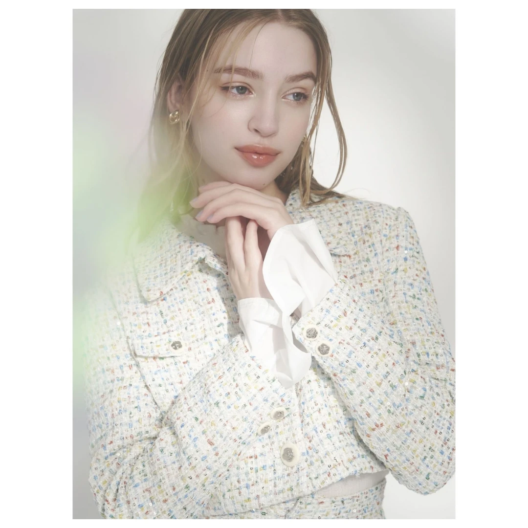 【TaKuMi】春季新款 D 高级感时尚重工百搭小香风短款粗花呢外套