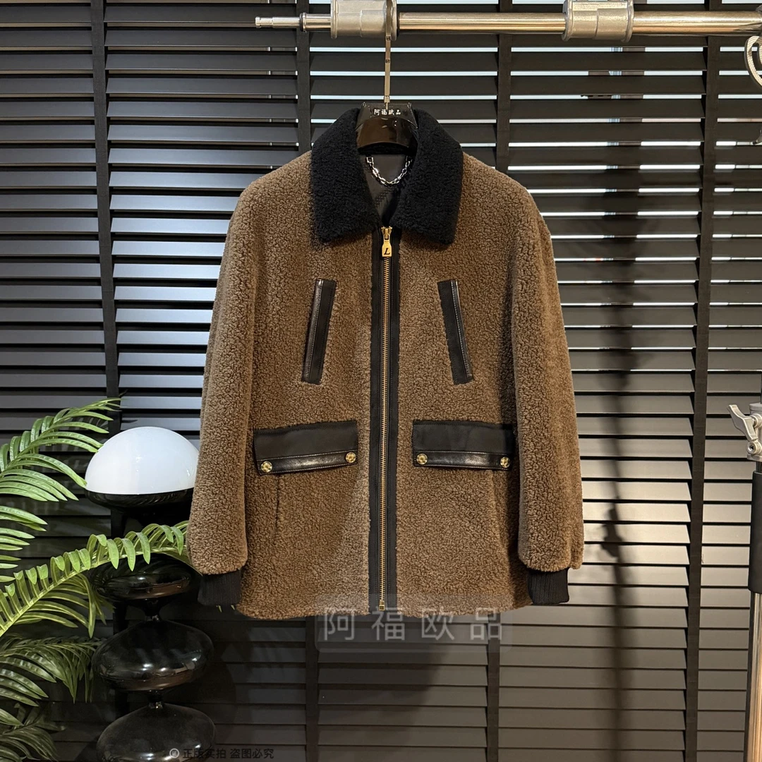 男士顶奢撞色流光羊毛外套秋冬夹克【羊毛内胆】25079