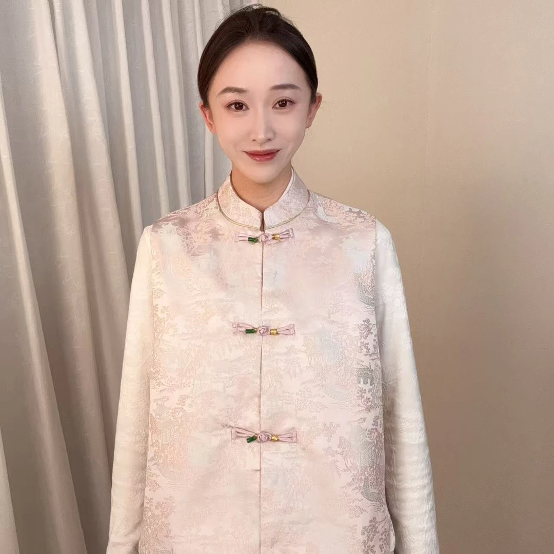 【楼阁-粉】2025新款新中式国风织金宋锦马甲WQY-57