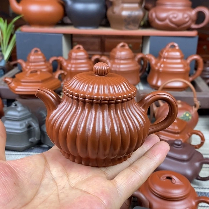 茶壶紫砂筋纹潘壶180cc原矿赵庄朱泥双十一特价