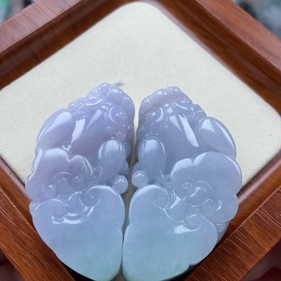 吊坠(赠链)未镶嵌翡翠如意貔貅吊坠一对