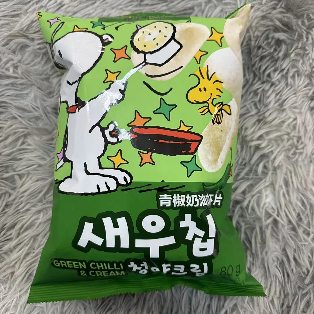 韩国进口史努比青椒奶油虾片