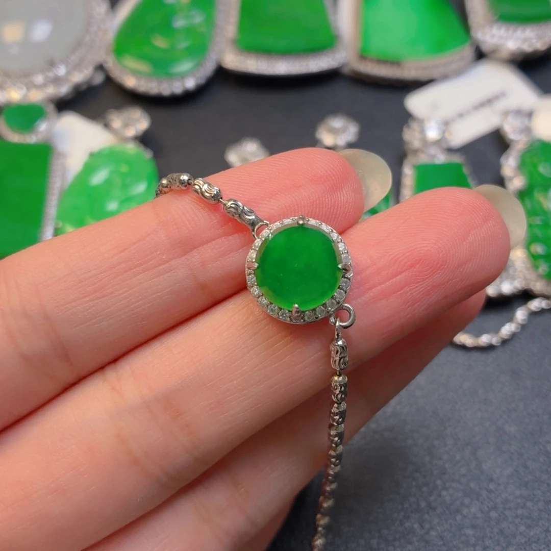 翡翠银S925镶嵌颈饰