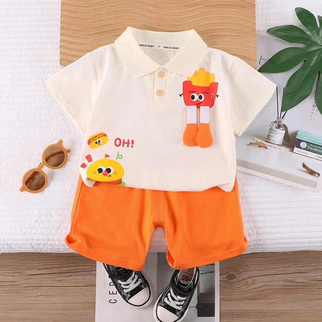 男宝宝夏季短袖套装2025新款卡通中小童短裤婴儿童两件套潮款童装