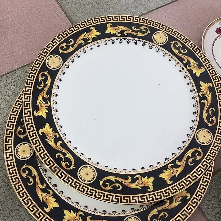 新骨瓷默认微瑕，2个平盘12英寸黑金