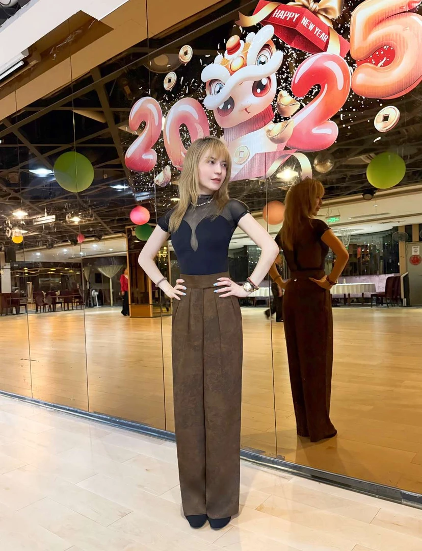 辰艺摩登高级定制 复古提花夏款高腰阔腿摩登裤