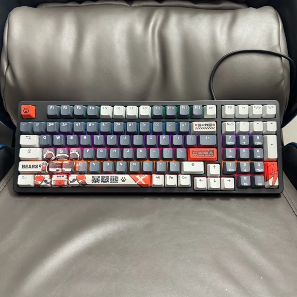 8新 达尔优 暴怒熊/乘风破浪CK100PRO恒星轴机械键盘带防尘盖彩光