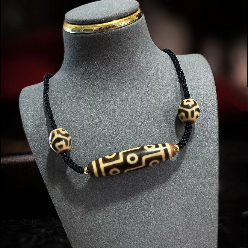 张奎精品九眼佛心达洛优质天然老玛瑙真品台湾一代西藏藏天珠项链