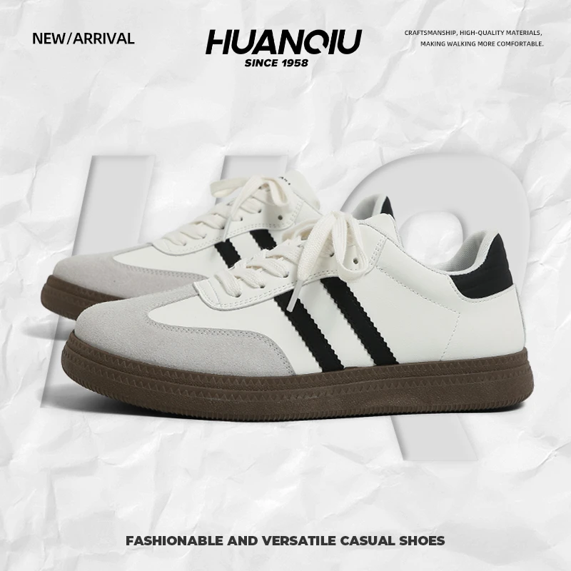 环球德训鞋男2025新款秋季复古透气休闲百搭厚底耐磨低帮男鞋板鞋