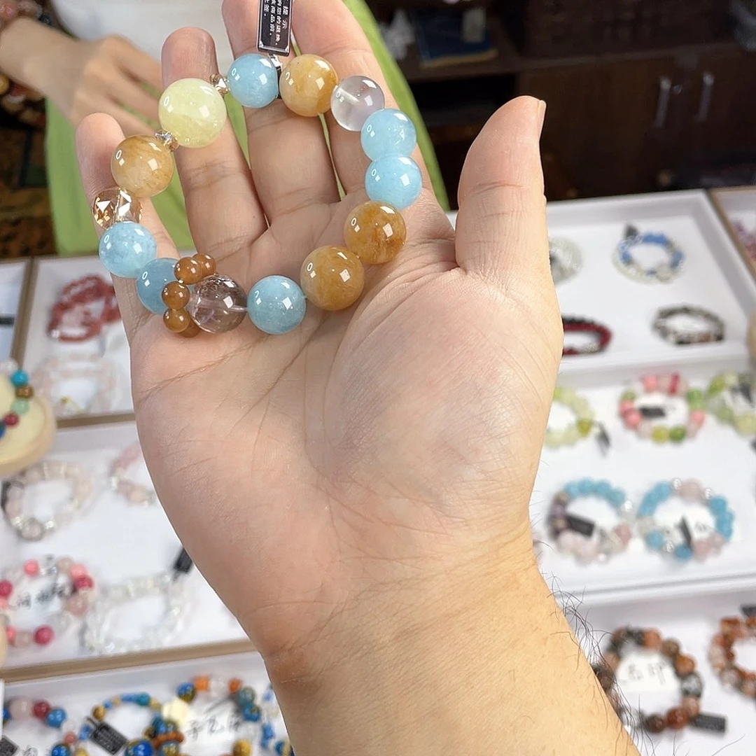 水晶手链银S925镀金镶嵌