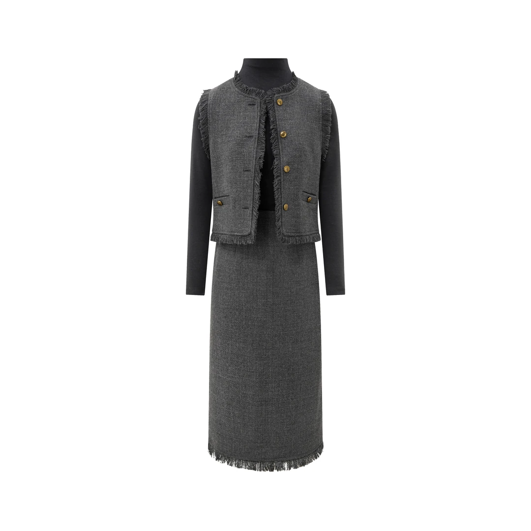 艾莉家2024秋冬新款法式三件套气质小香风套装裙女12JQ801001