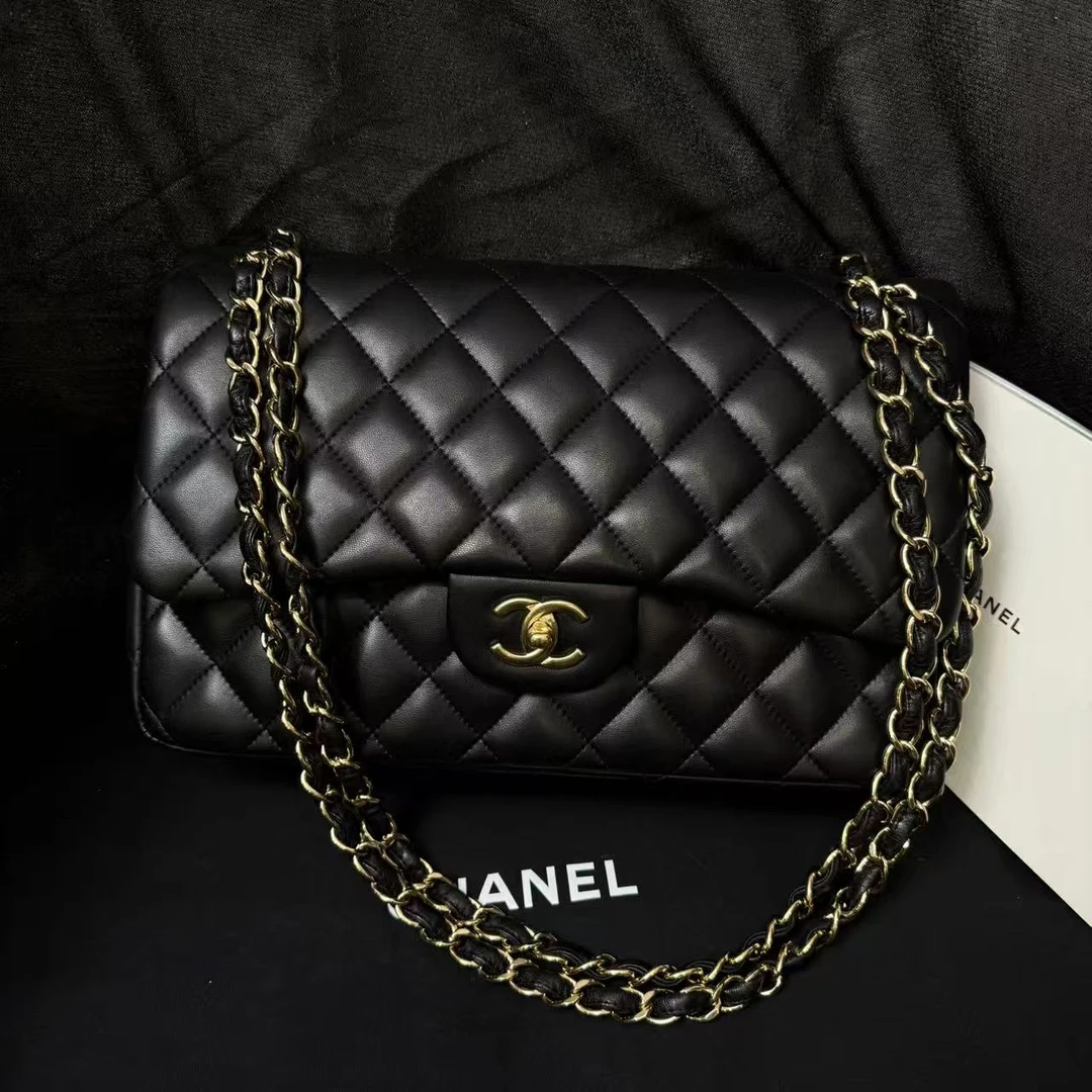 95新 Chanel/香奈儿 任意门奢品/香奈儿黑金jubom斜挎链条包/98新