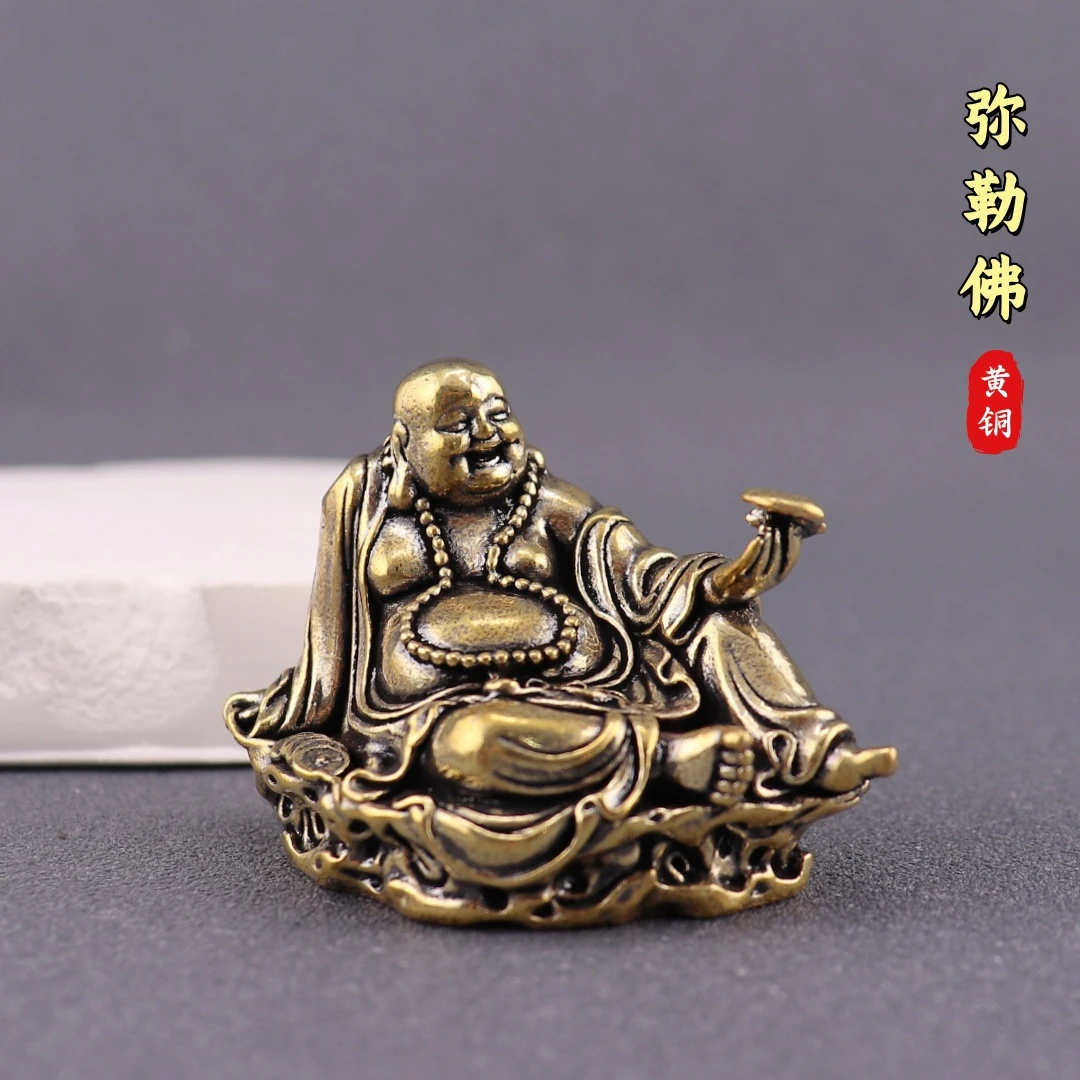 黄铜大肚弥勒佛小摆件开心笑佛家用桌面客厅摆件