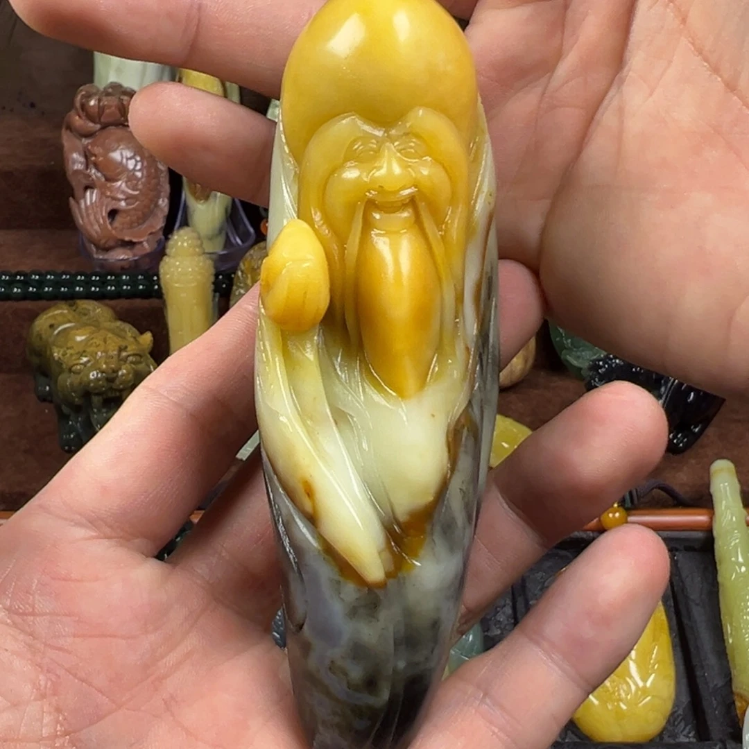 农***岸岫玉未镶嵌手把件天然岫玉