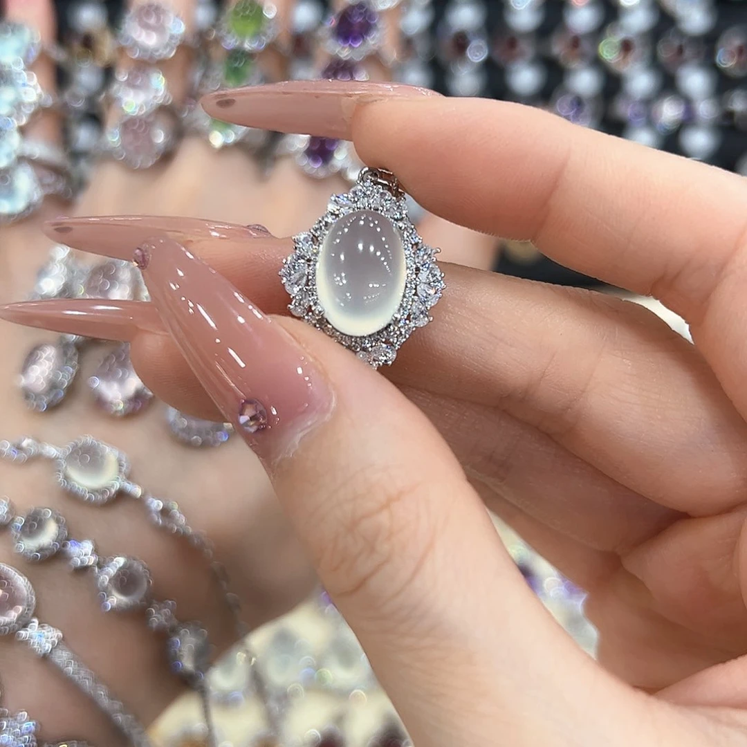 岫玉银S925镶嵌戒指（***?